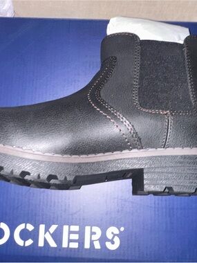 Dockers Black Work Chelsea Boot with Brown Stitching